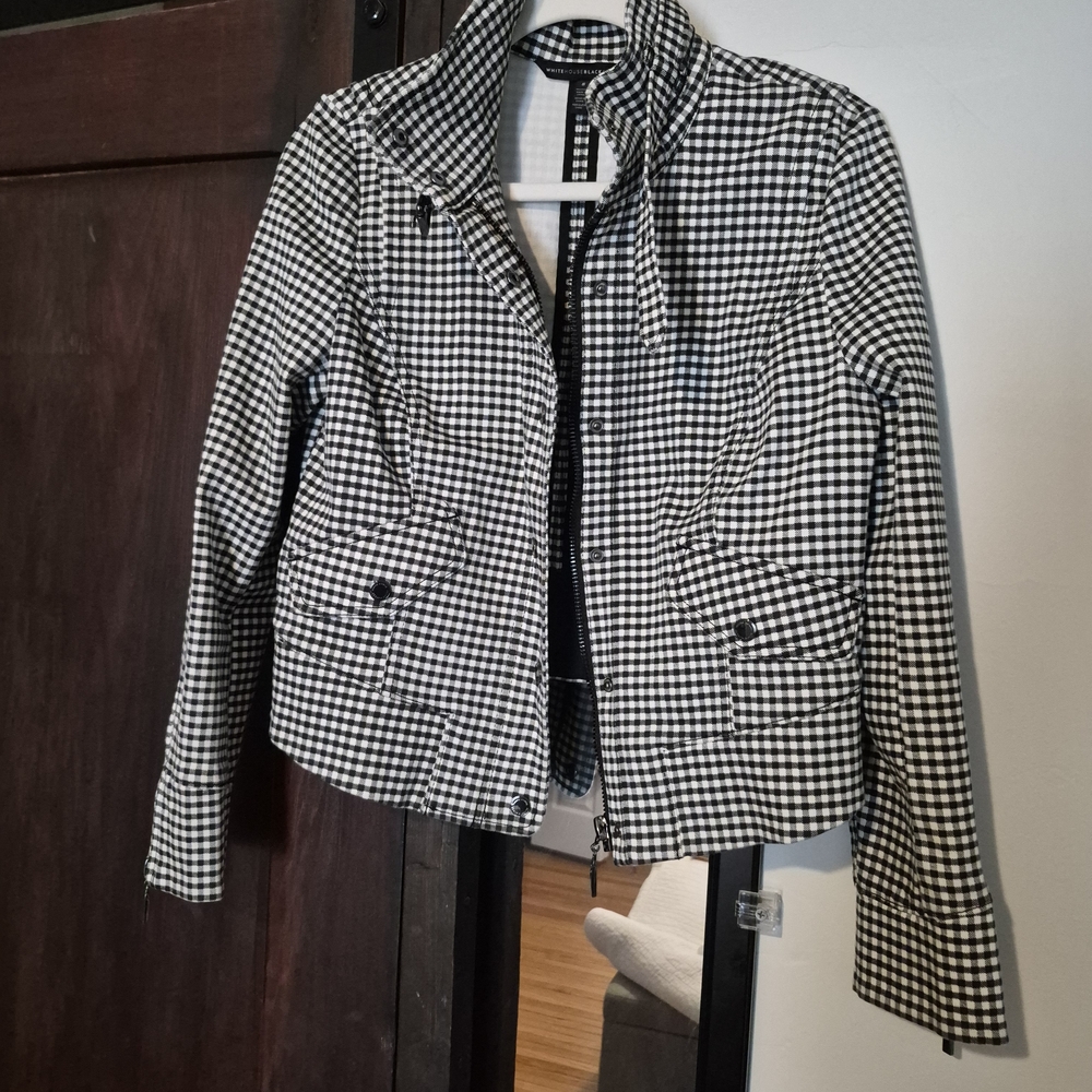 White House Black Market Gingham Utility Jacket